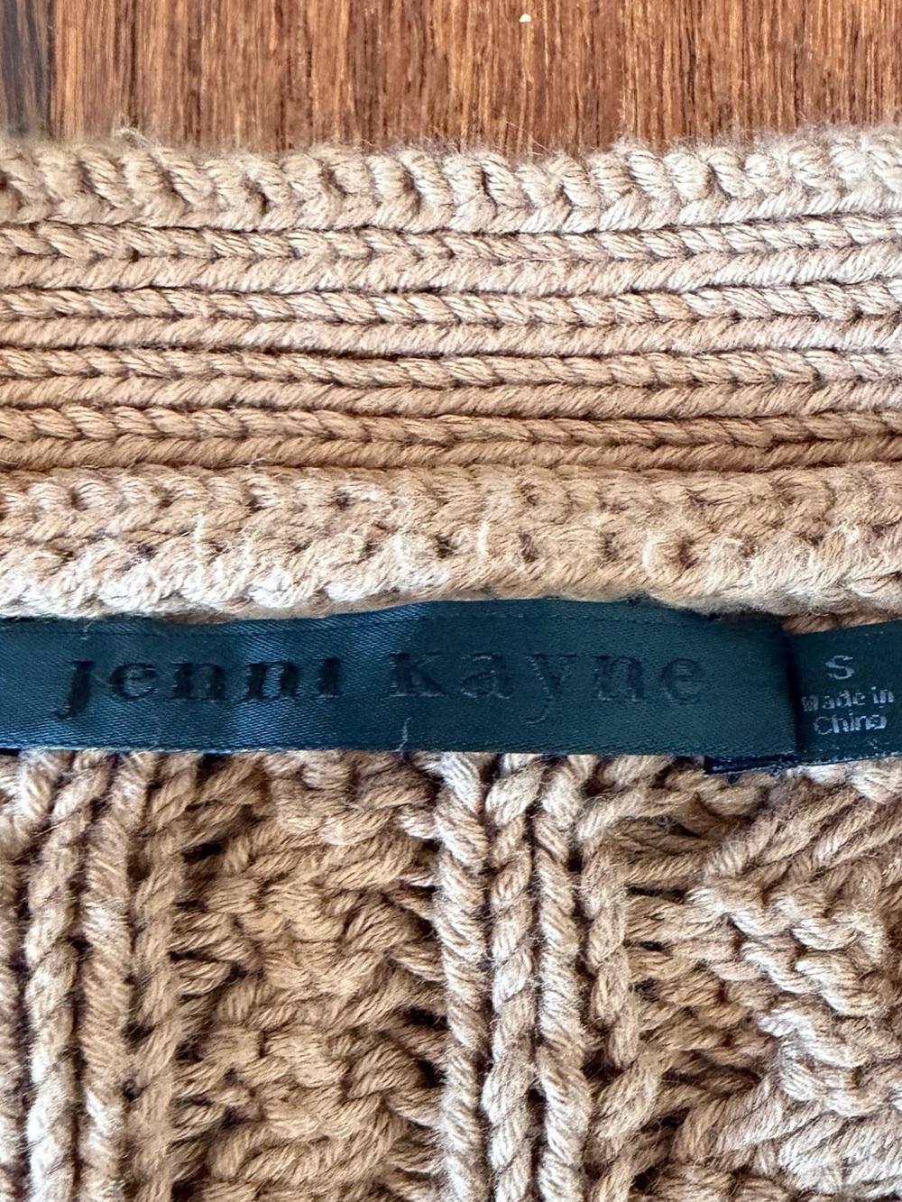 Jenni Kayne Cable Cocoon Cotton Cardigan Brown size S - Picture 7 of 9